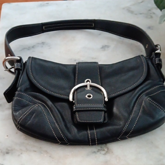 Coach Black Leather Shoulder Bag - Picture 1 of 4